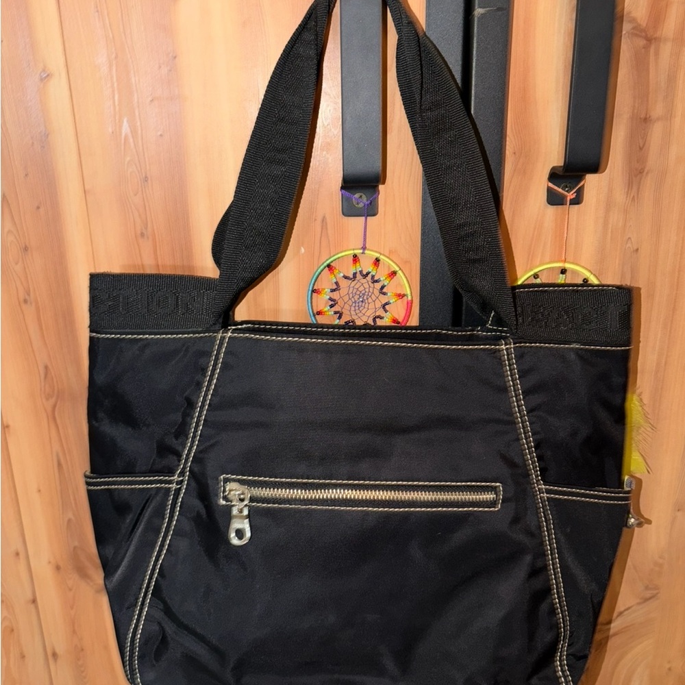 Kenneth Cole Black Shoulder Bag with Contrast Stitching